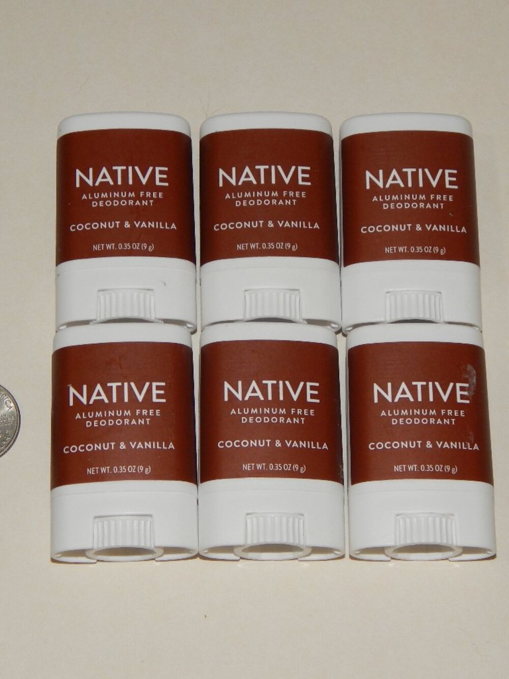 Native Coconut Vanilla  Aluminum Free Deodorants .35oz Deluxe Travel Size